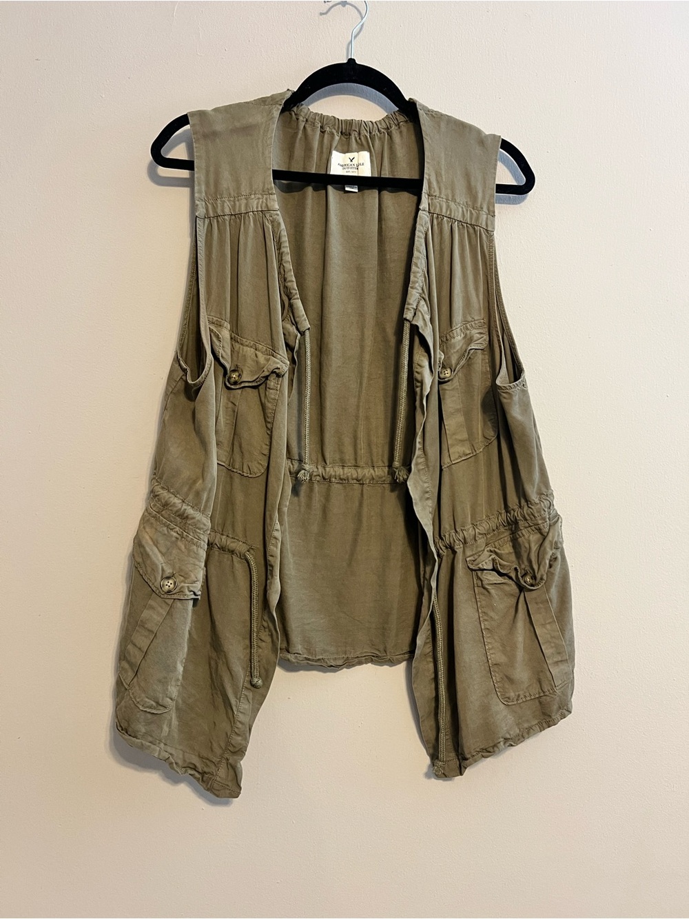 American Eagle Outfitters Olive Green Cargo Drawstring Waist Vest
